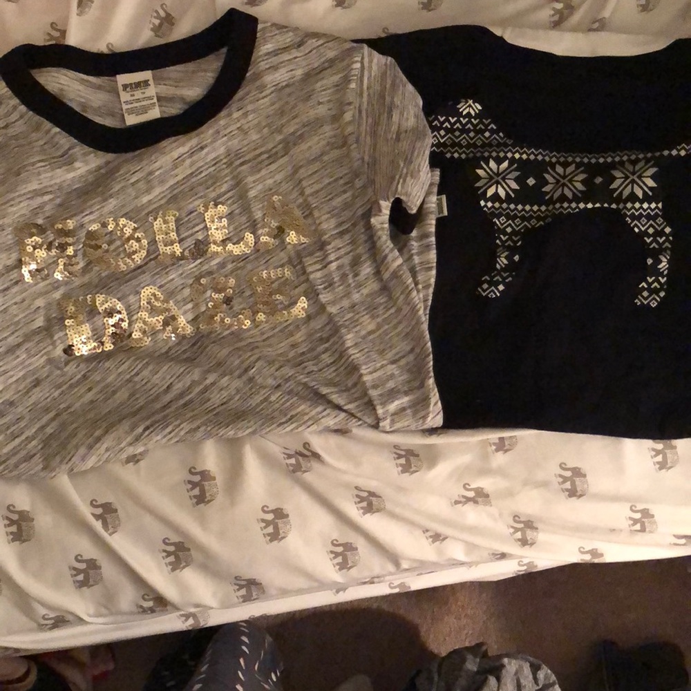 two Victoria secret pink ringer tees bundle (sold)